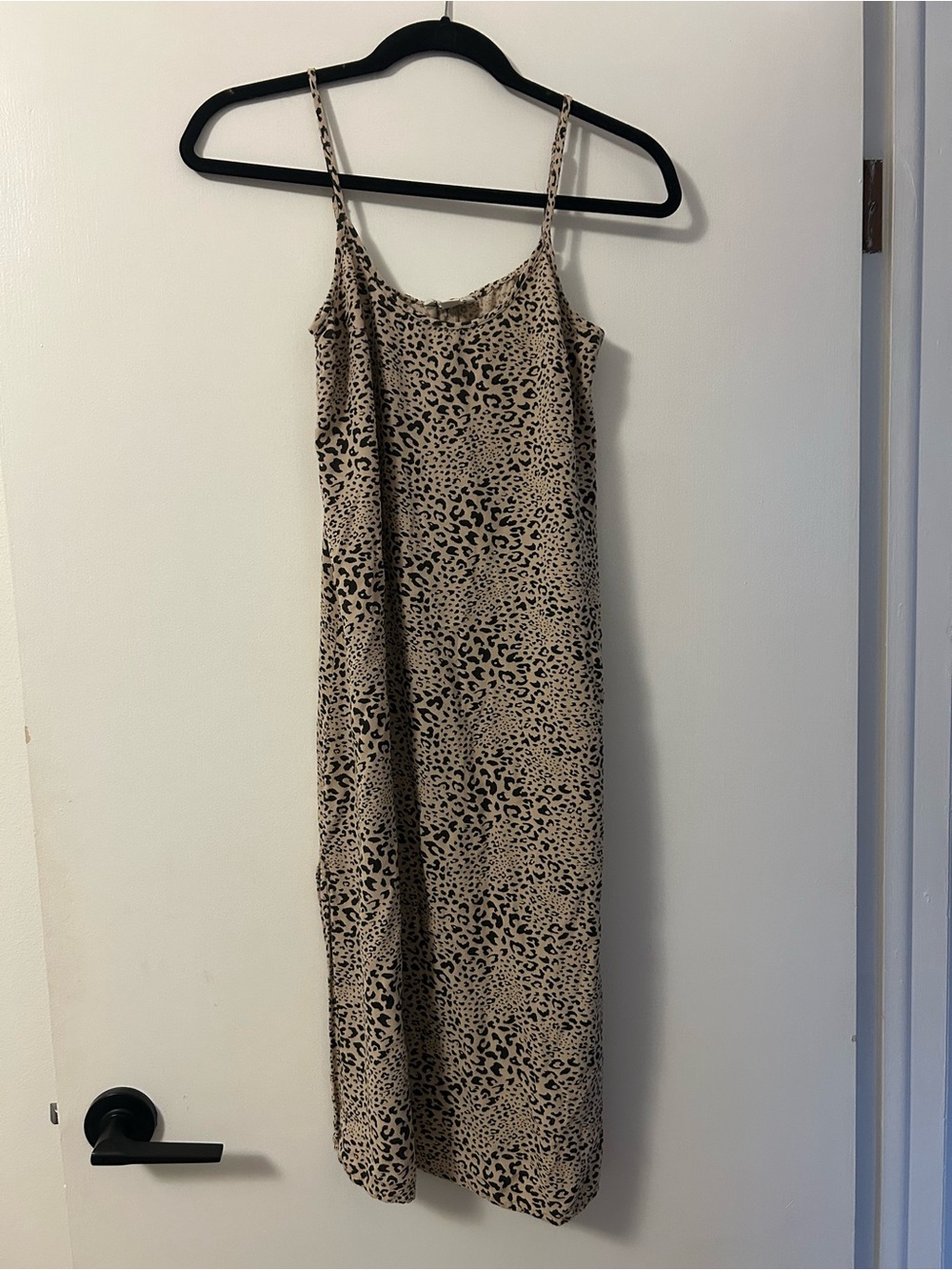 American Eagle Outfitters Beige Leopard Midi Slip Dress